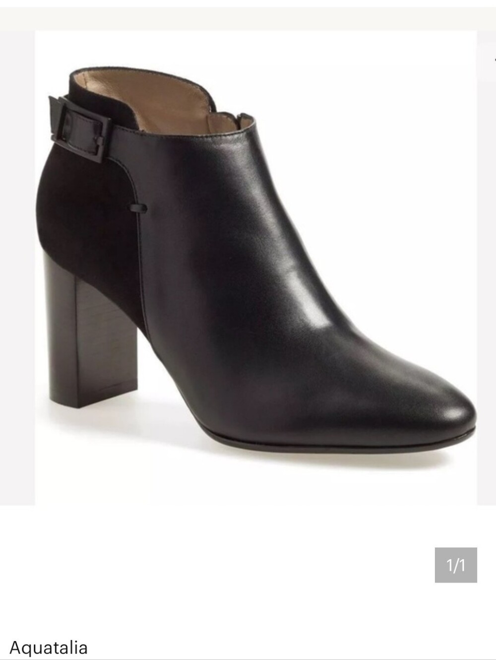 Aquatalia Verona Boots Calf Suede Black Leather Bootie Zip Shoes Womens Size 8.5